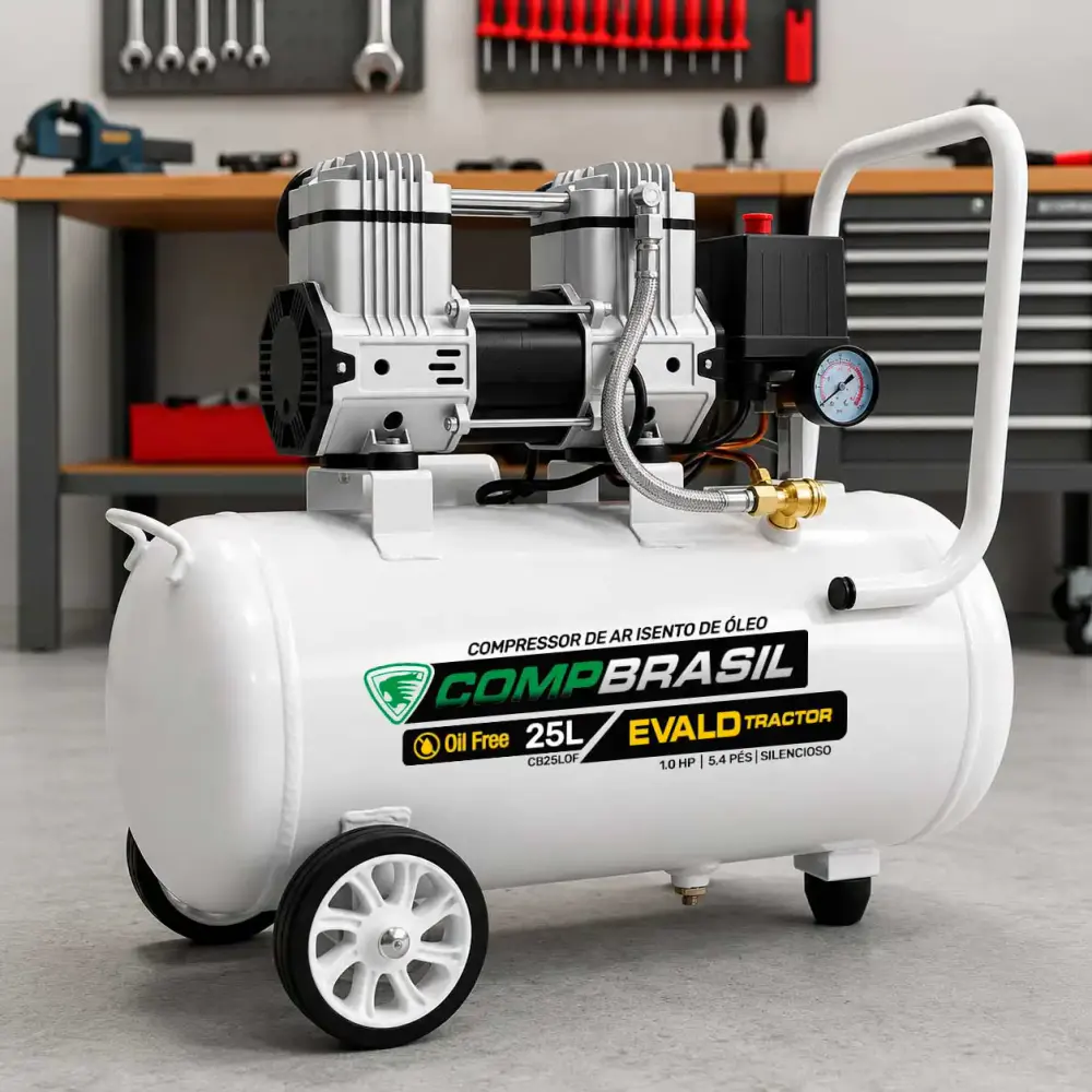 Compressor port isento 5,4 PES 1,0HP 25L evald tractor Compbrasil 110 V — fotografia 6