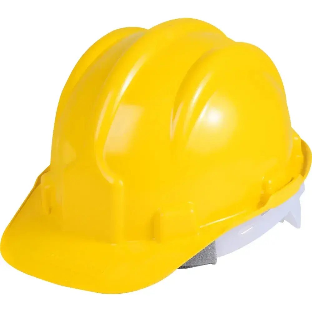 Capacete de proteção amarelo com carneira e aba frontal Worker — fotografia 8