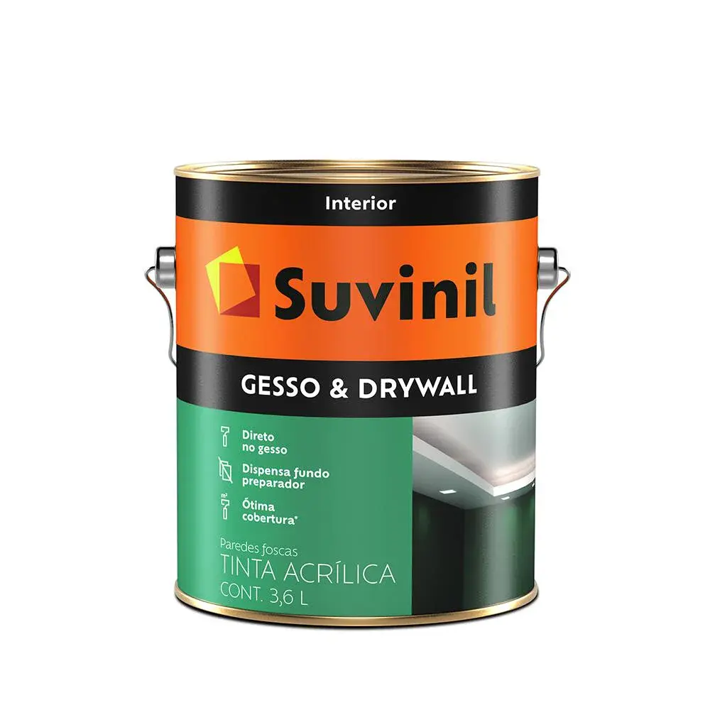 Tinta acrílica branca para gesso e drywall 3,6L Suvinil — fotografia de referência
