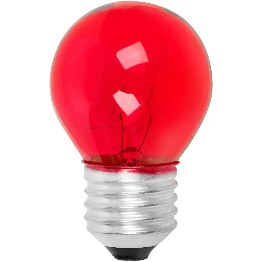 Lâmpada bolinha 15W E27 vermelha incandescente Liege 220V — fotografia 5