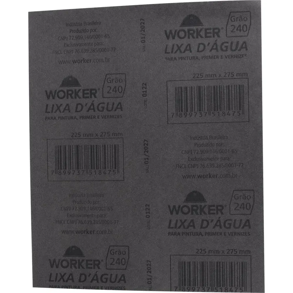 Lixa d água grão 240 225MM x 275MM Worker — fotografia 3