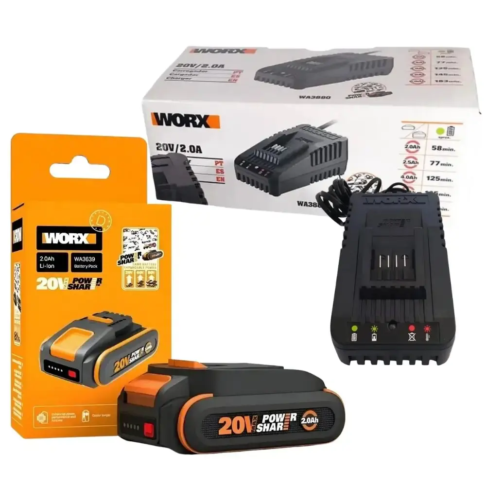 Soprador de ar varredor 20V com bateria 2,0AH e carregador bivolt Worx — fotografia 5