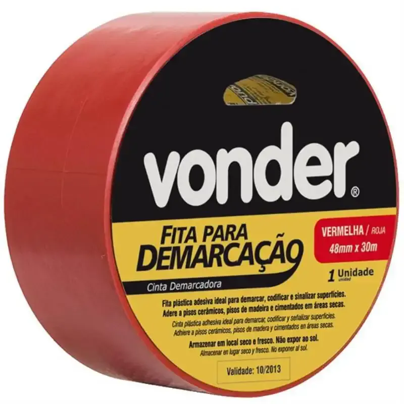 Fita para Demarcação de Solo VERMELHA 48 MM x 30 Metros VONDER — fotografia de referência