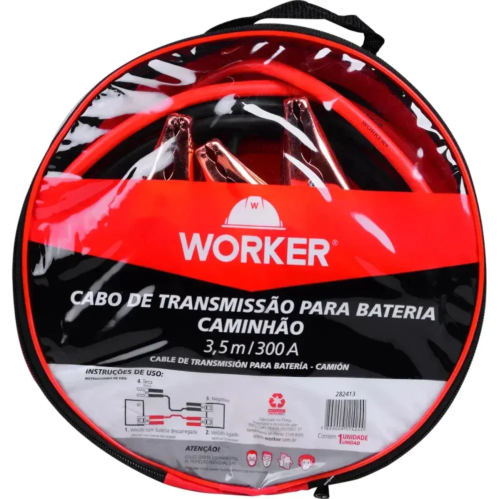 Cabo de bateria com garra 3,5M caminhão chupeta Worker — fotografia 10