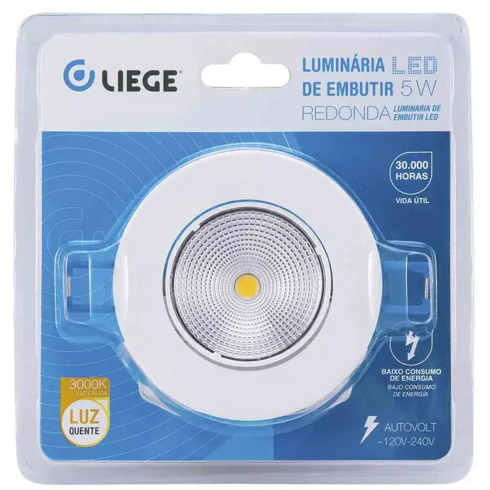 Luminária led redonda de embutir 325LM 5W 120V/240V Liege — fotografia de referência