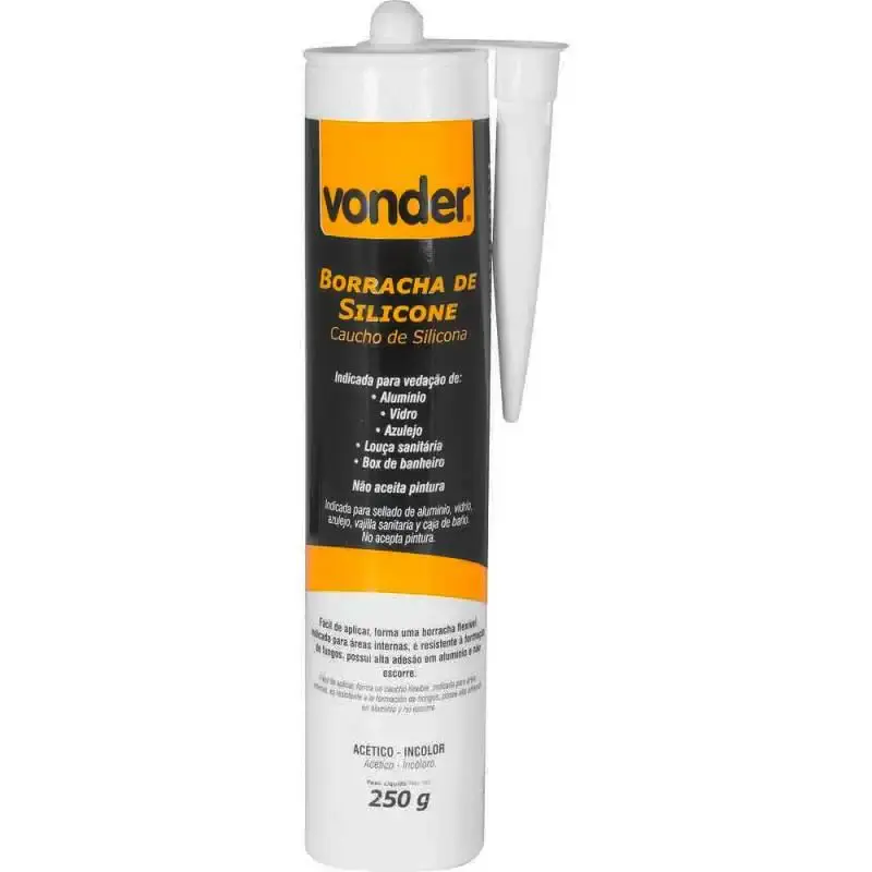 Silicone acético incolor tubo 250GR Vonder — fotografia de referência