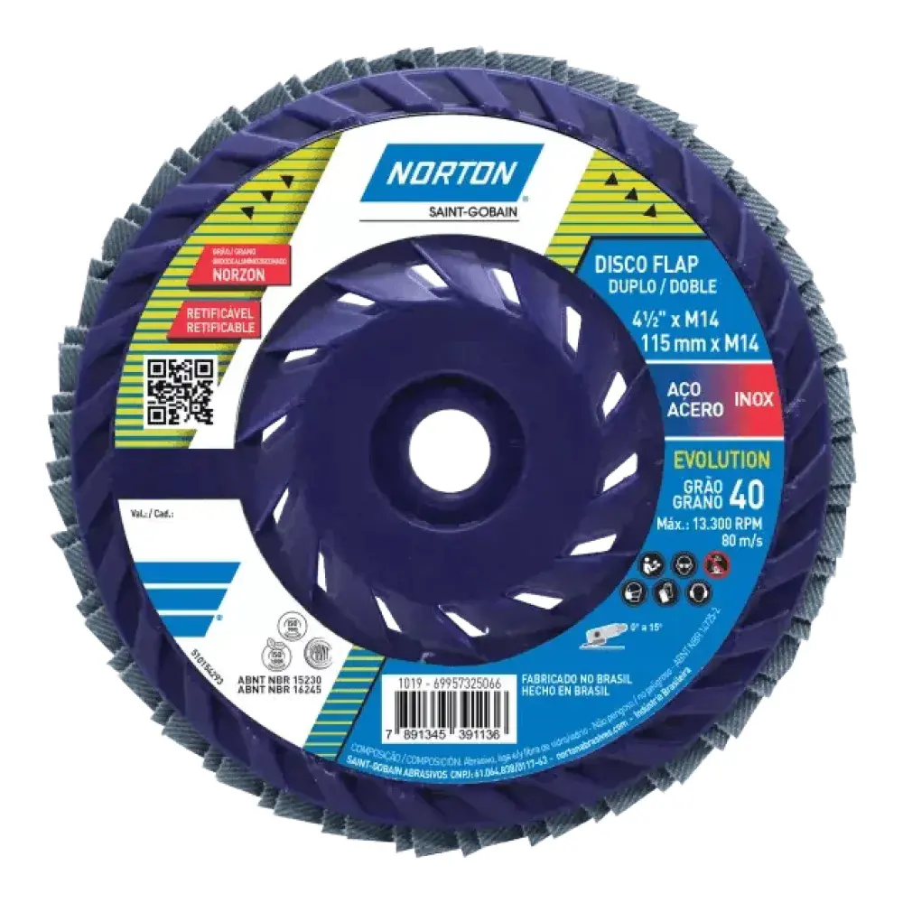 Disco flap R822 gr 060 115X22 Norton — fotografia de referência