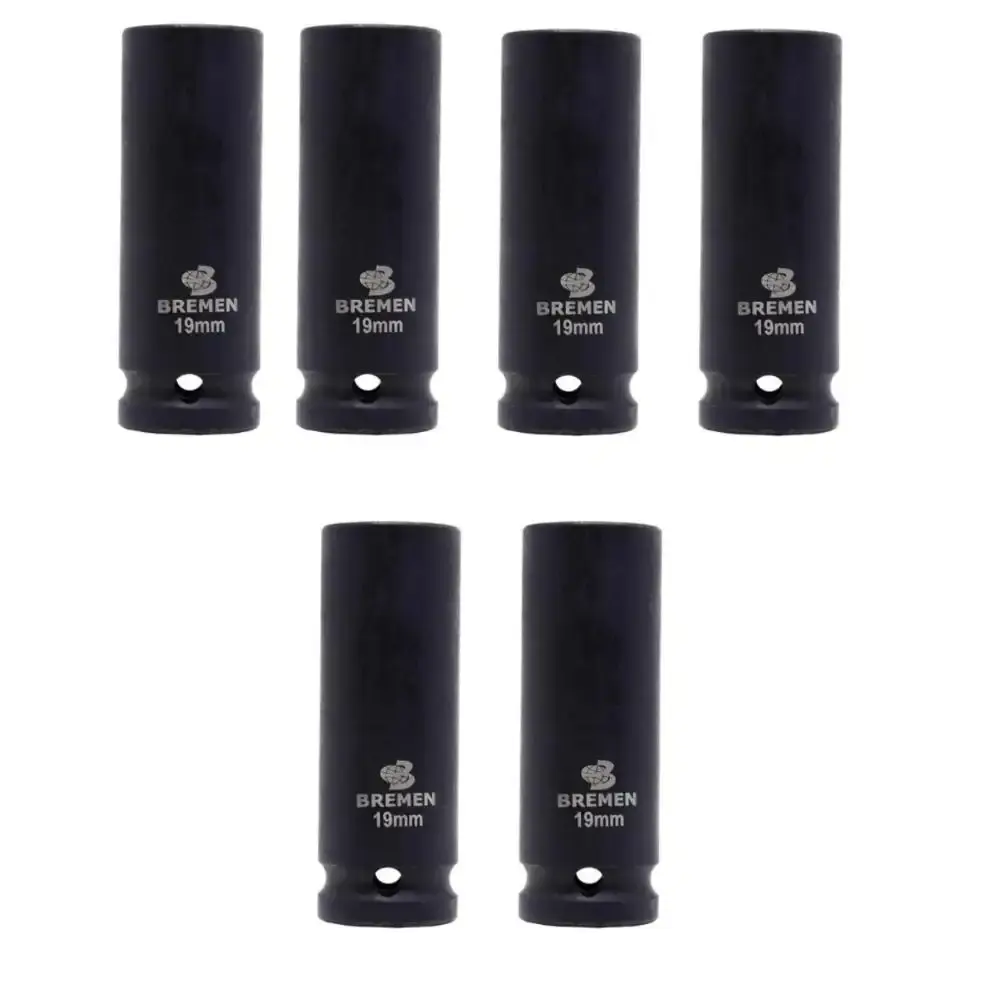 Kit 6 soquetes de impacto longo encaixe 1/2POLX19MM Bremen — fotografia de referência