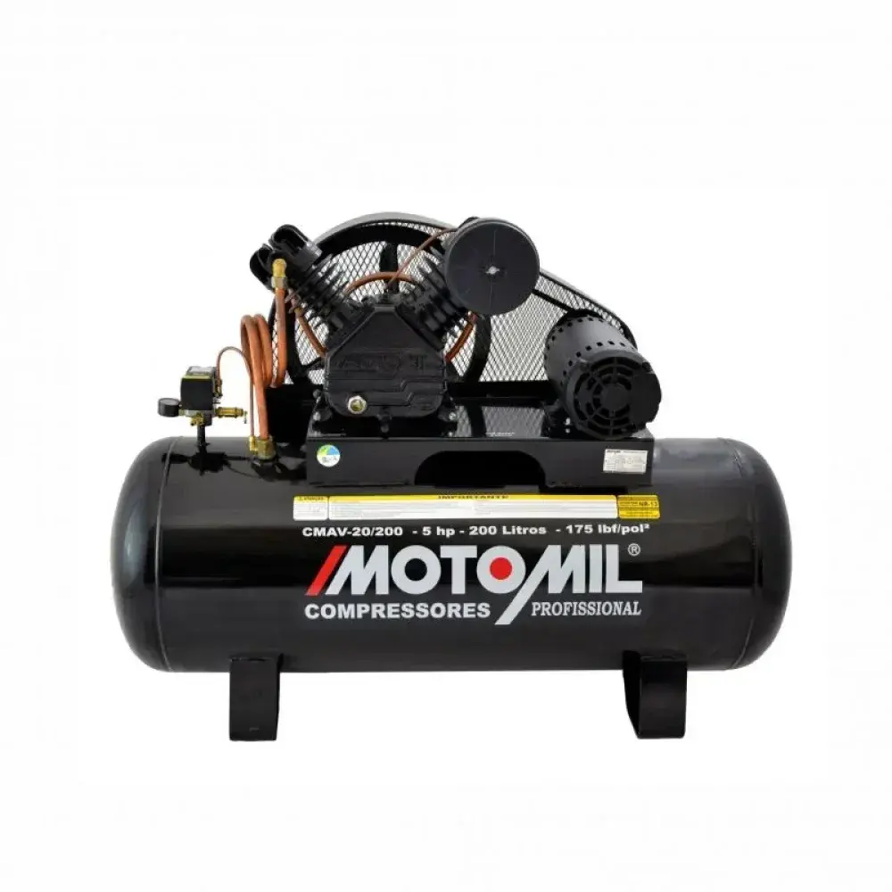 Compressor de ar profissional CMAV-20/200 5HP 200L 220/380V trifásico MotoMil — fotografia 7