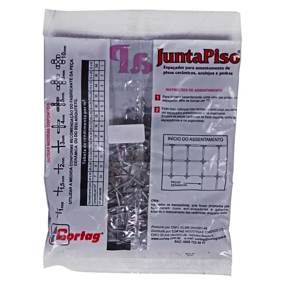 Espaçador de junta de piso 1MM 100 peç cinza Cortag — fotografia 4