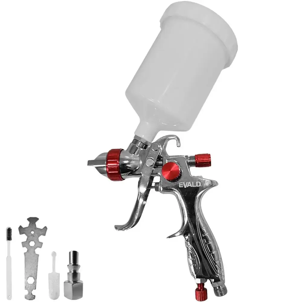 Pistola de pintura hvlp gravitacional 3,5 BAR 51 PSI 1,3 MM 600 ML EHVLP-600 Evald — fotografia de referência
