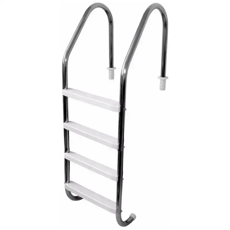 Escada para piscina 1.1/2 POL em aço inox com 4 degraus anatômicos em ABS Sodramar — fotografia de referência