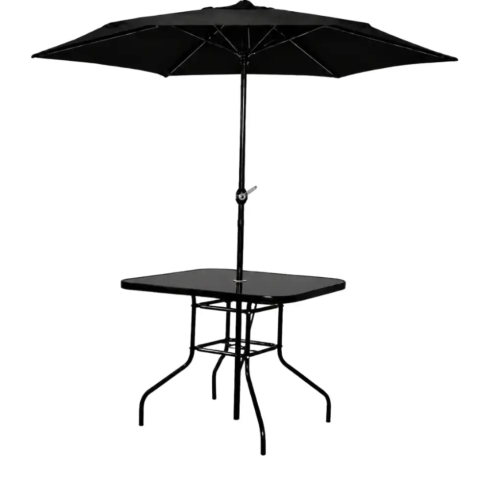 Conjunto com mesa 4 cadeiras e guarda sol 180CM riviera para jardim casa LYS — fotografia 4