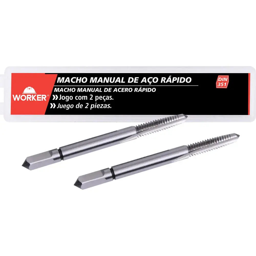 Jogo de macho manual aço rápido DIN351 1/8 2 peç Worker — fotografia de referência