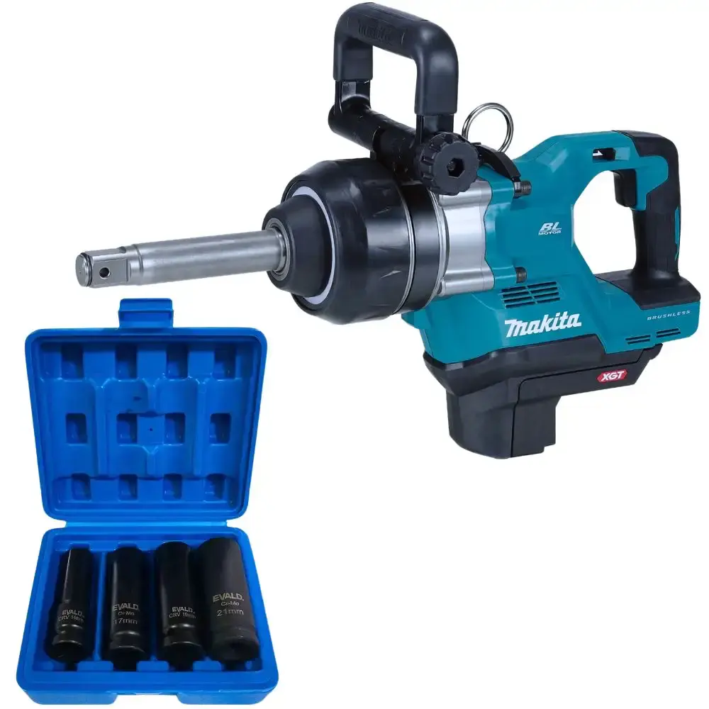 Chave de impacto a bateria 40V 1 POL 3150NM e kit de soquetes longos de impacto 1/2 POL evald Makita — fotografia de referência