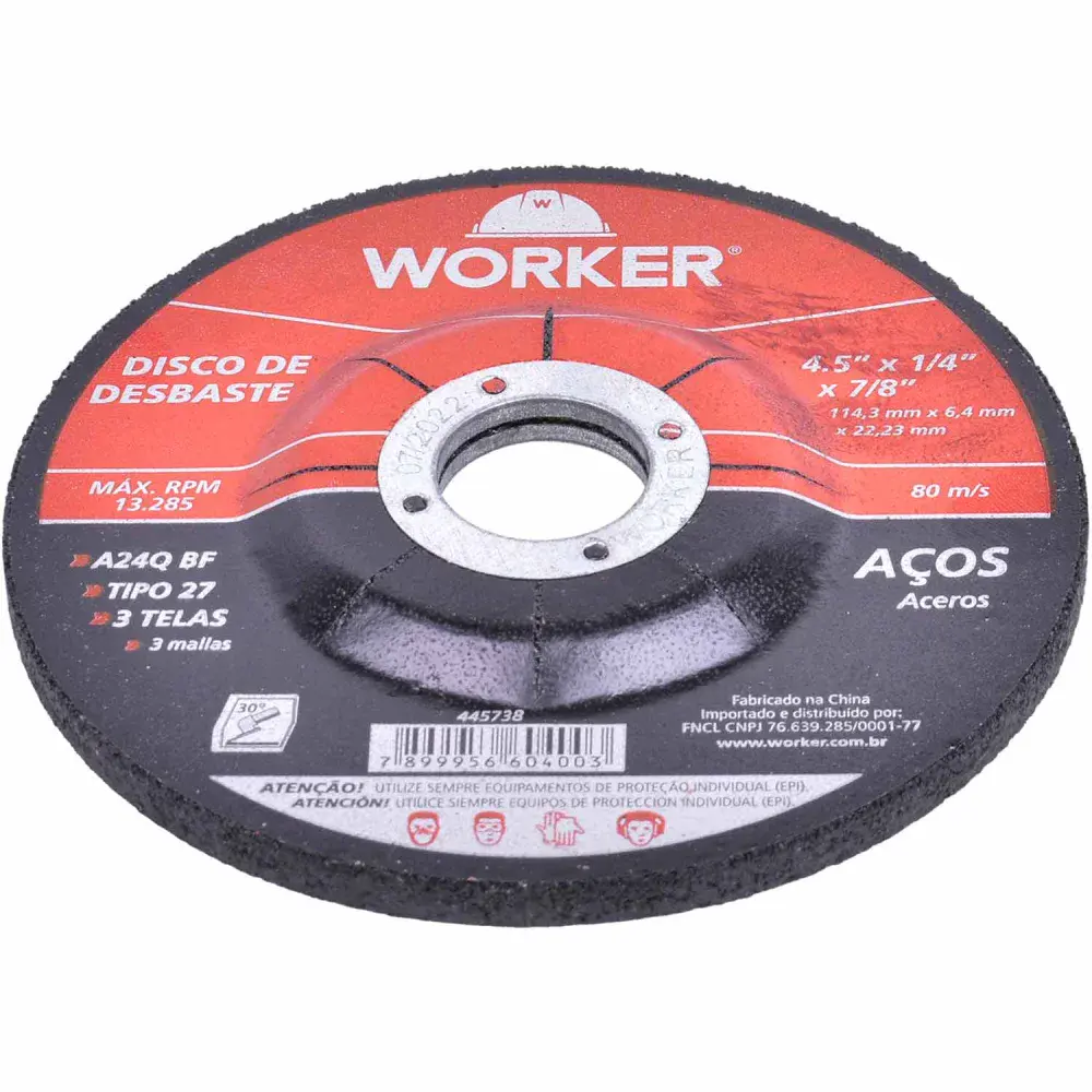 Disco de desbaste para aço com 3 telas 4.5/4/8WORKER Worker — fotografia 3
