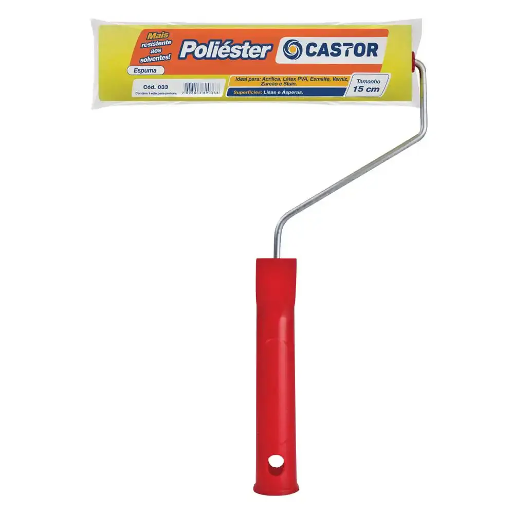 Rolo de Pintura em Espuma Poliéster 15 cm com Cabo CASTOR — fotografia de referência
