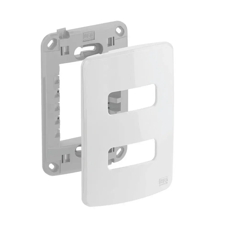 Conjunto placa e suporte 4X2 2P horizontal branco da WEG — fotografia de referência
