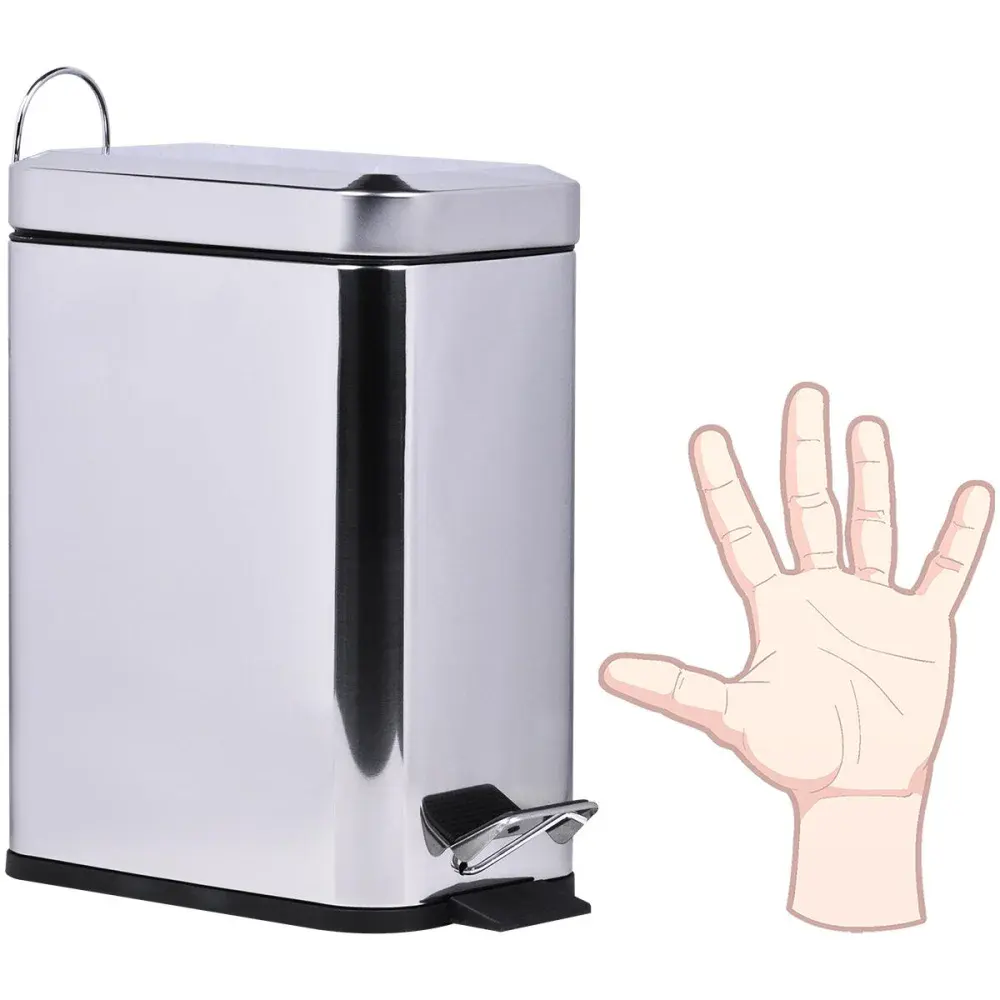 Lixeira retangular slim aço inox 5L Kala — fotografia 5