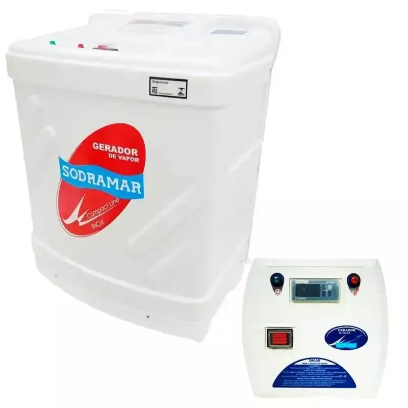 Gerador de Vapor Inox para Sauna 12.0Kw 220V Trifásico c/ Quadro Digital SODRAMAR — fotografia de referência