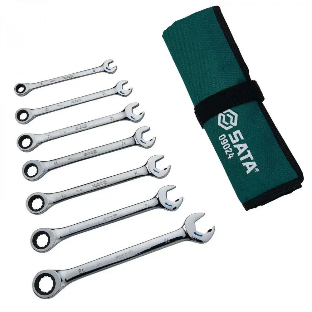 Jogo de chave combinada catraca de 8 a 18MM Sata 7 peç
