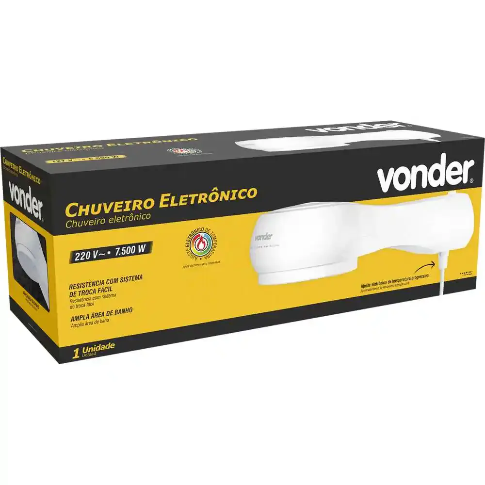Chuveiro elétrico 7500W 220V branco Vonder — fotografia 4