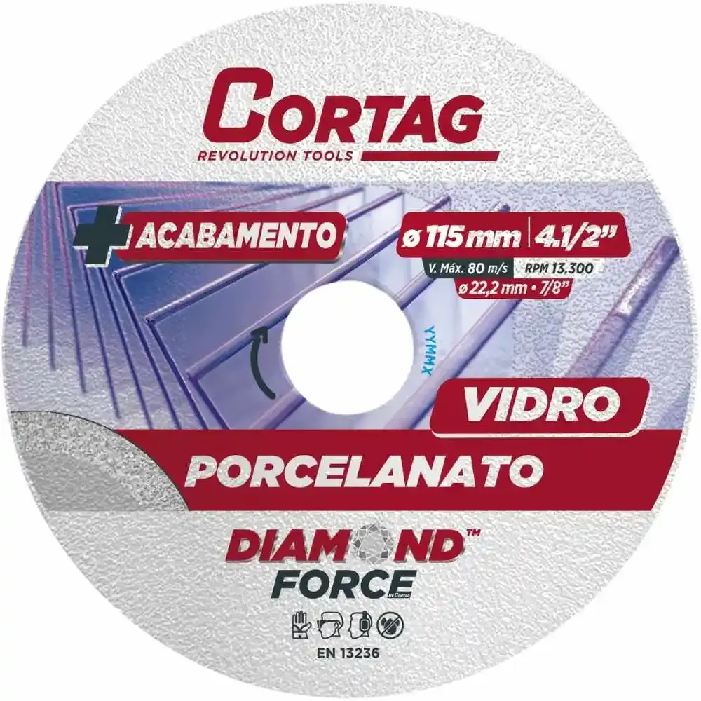 Disco de corte 4,1/2POL 22mm Diamantado para Porcelanato e Vidro CORTAG — fotografia de referência
