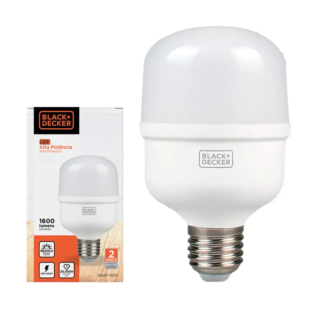 Lâmpada led 30W bivolt 6500K alta potência BDAP-2400-01 black e decker — fotografia de referência