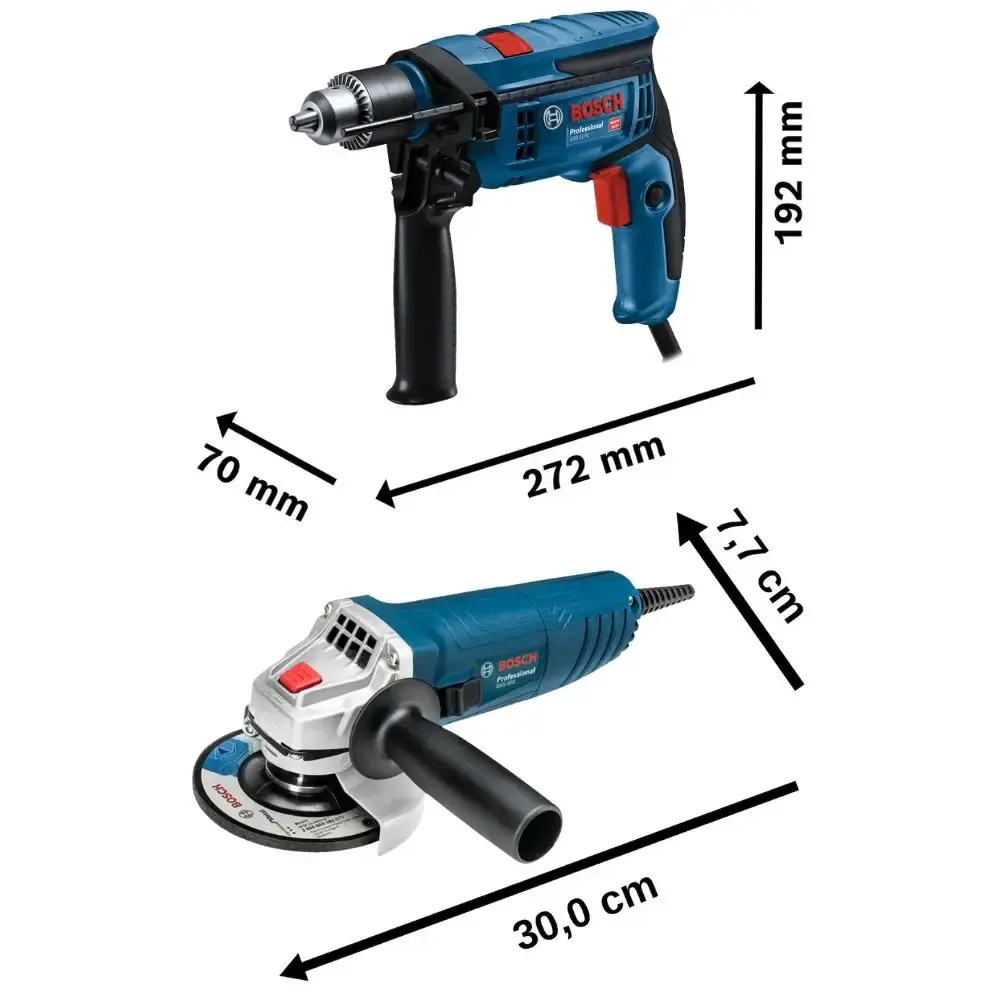 Furadeira de impacto 1/2 POL GSB 13RE com esmerilhadeira angular 850W GWS850 Bosch 110 V — fotografia 4