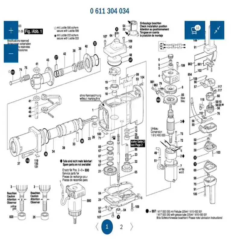 Jogo de reparo para martelo de demolição 11304 - 1617000050 Bosch — fotografia 3