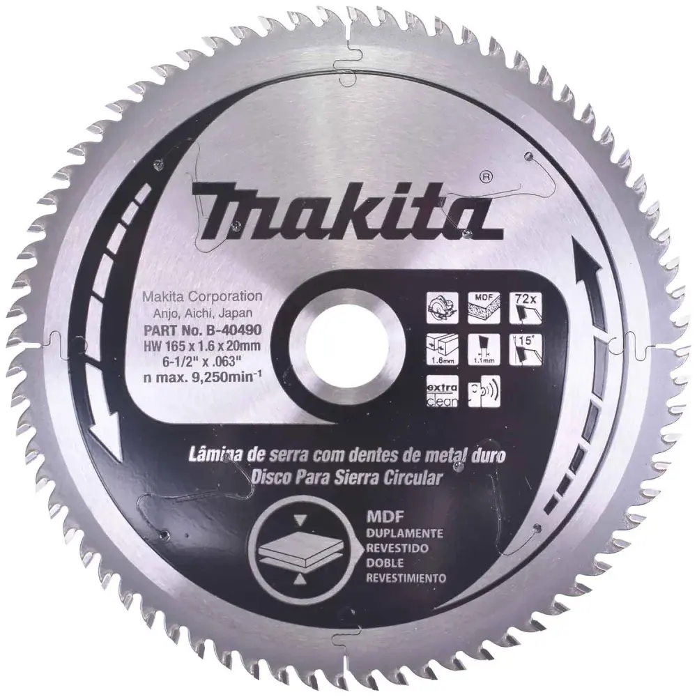 Disco de serra 165 x 20MM para mdf 72 dentes B-40490 Makita — fotografia de referência