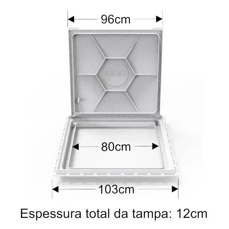 Tampão 90 x 90 CM Rebaixado Articulado Grelha Invisível p/ Casa Máquinas Piscinas 371903 Cinza GDA — fotografia 7
