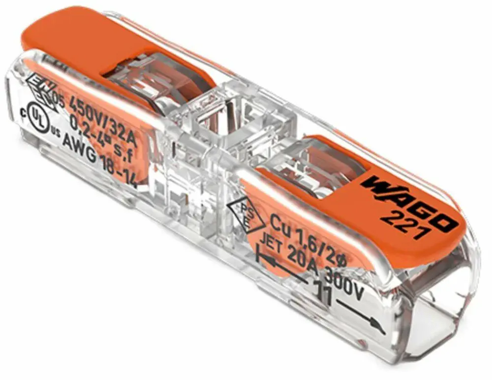 Conector de emenda cx 221-2411 reto 1P fios de 4MM 60 peç Wago
