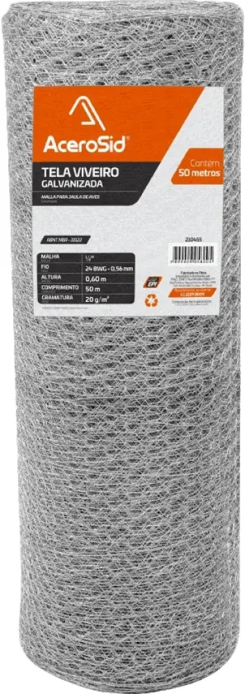 Tela viveiro galvanizada 1/2 x 26 x 1,50M Acerosid — fotografia de referência