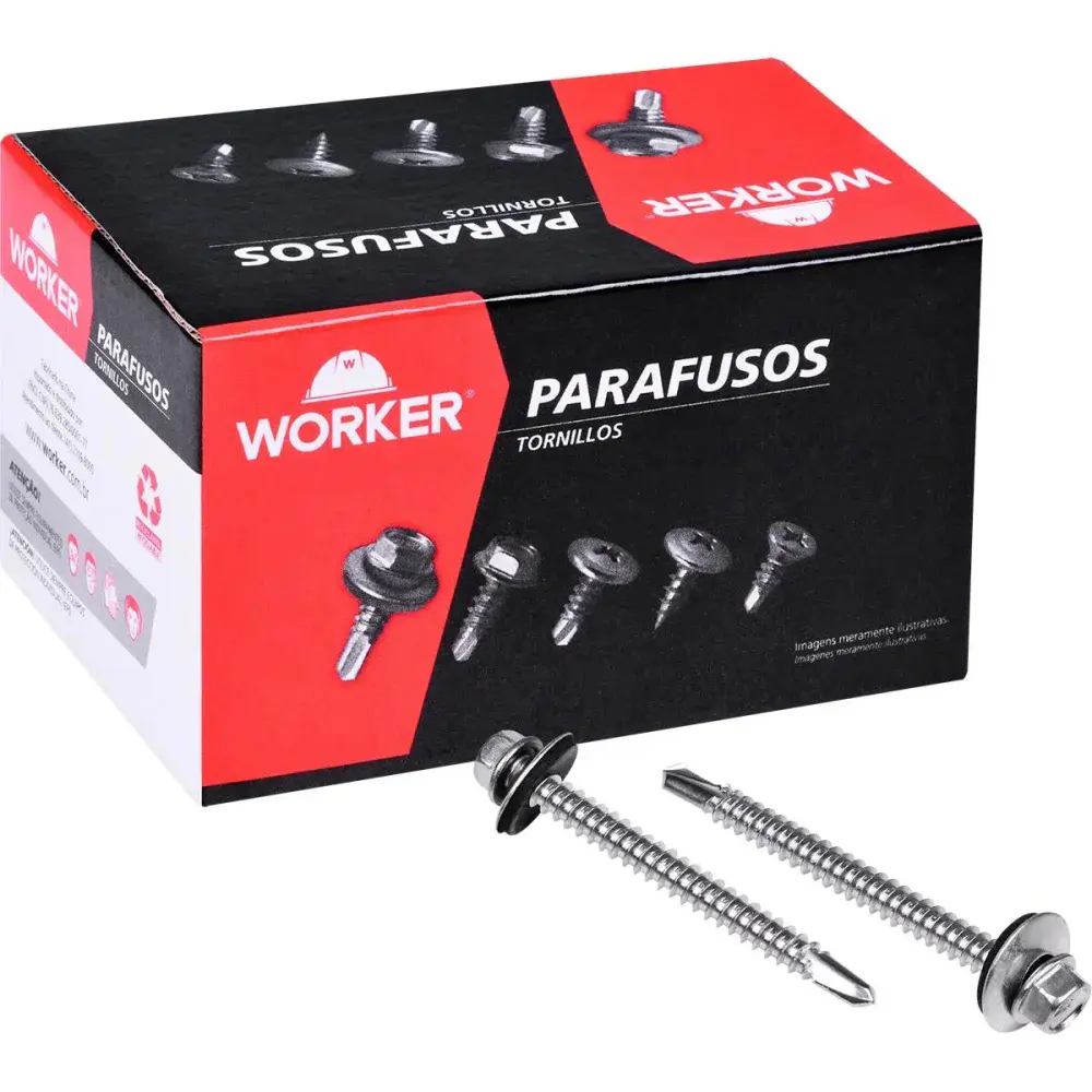 Parafuso ponta broca cs inox 5,5MM x 2.1/2 200 peç Worker — fotografia de referência