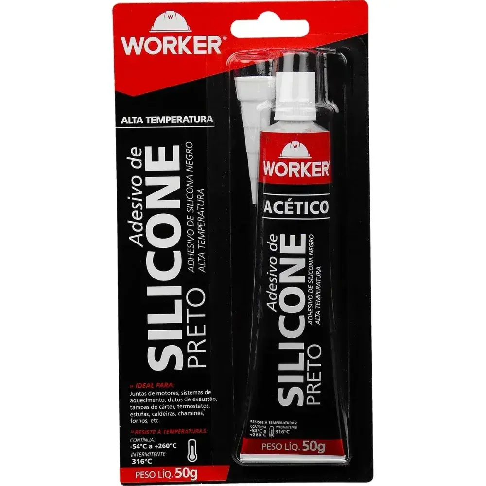 Silicone acético alta temperatura preto 50G Worker — fotografia 8