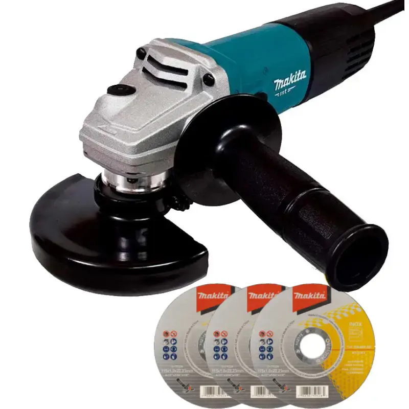 Esmerilhadeira angular 4.1/2 POL 850W M9510B Makita MT + kit 3 discos 220 V — fotografia de referência