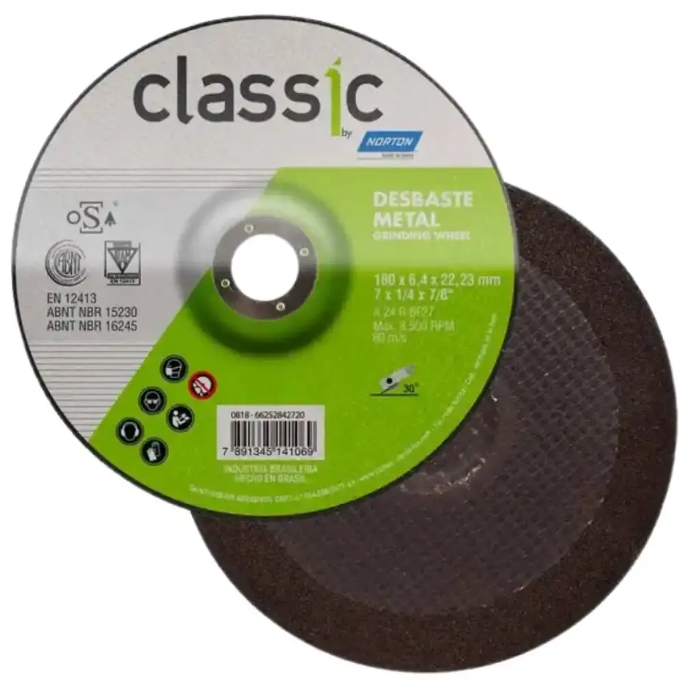 Disco de Desbaste Metal 7 Pol x 6,4 mm Furo 7/8 Pol Tipo 27 NORTON — fotografia de referência