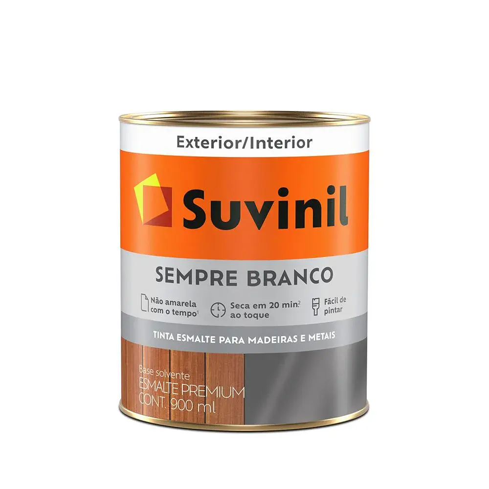 Tinta esmalte sempre branco brilhante branca 900ML Suvinil — fotografia de referência