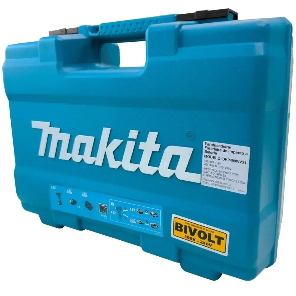 Parafusadeira de impacto bateria 18V carregador e maleta 74PÇS Makita estojo de brocas 41 pçs evald — fotografia 6