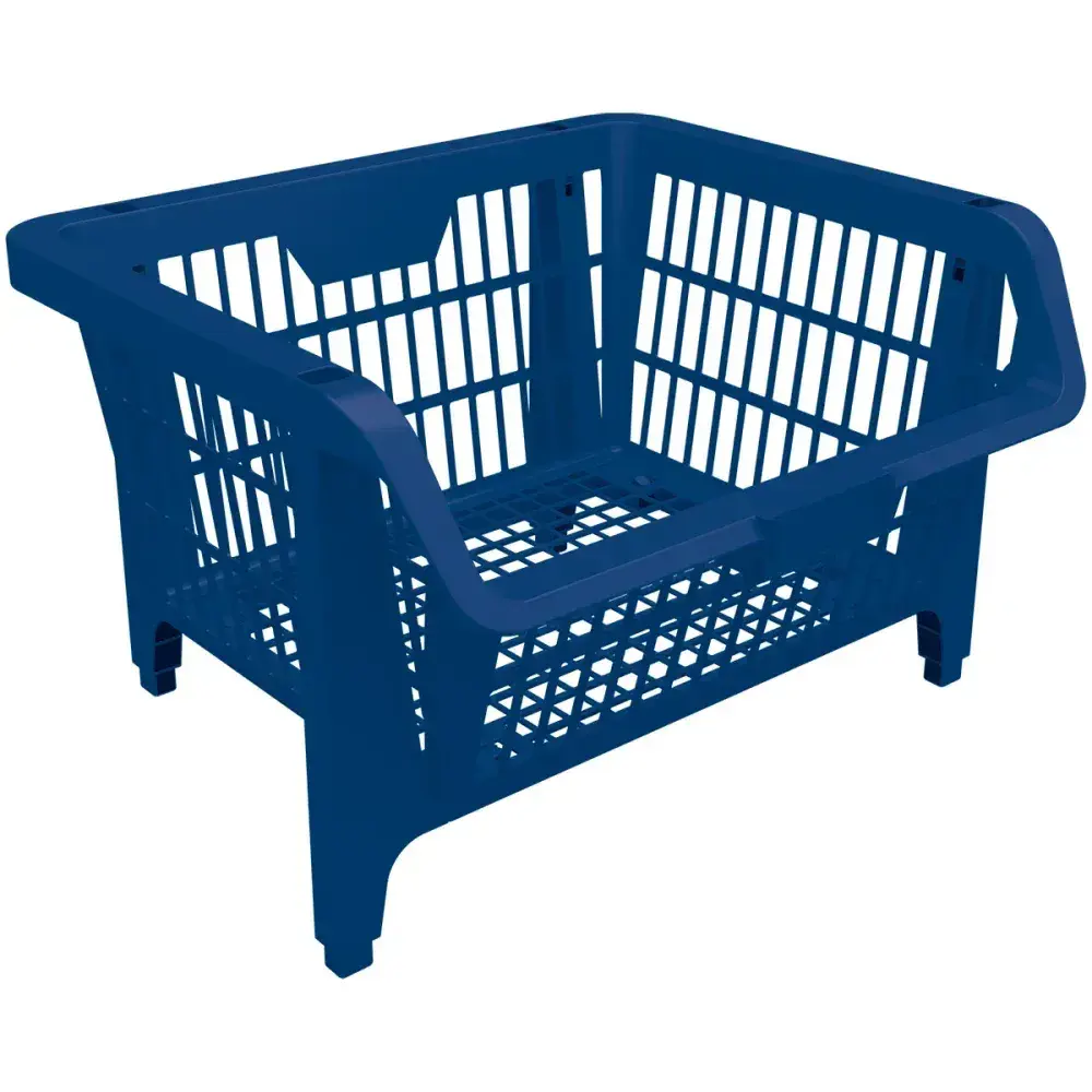Cesto expositor empilhável em plástico azul 40KG Kala — fotografia de referência