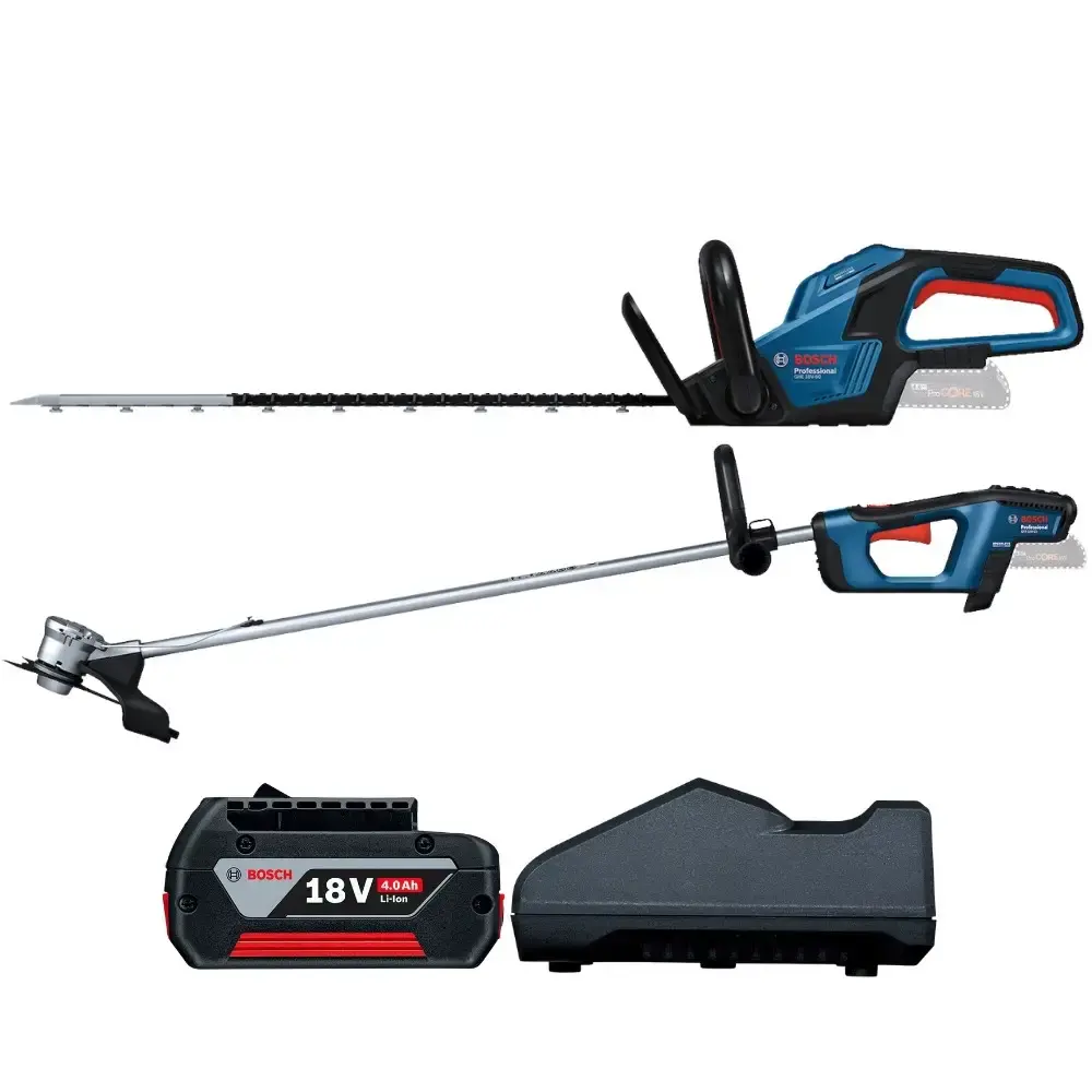 Roçadeira GRF 18V-23 com aparador de cerca viva e bateria 18V 4,0AH carregador bivolt Bosch — fotografia 2