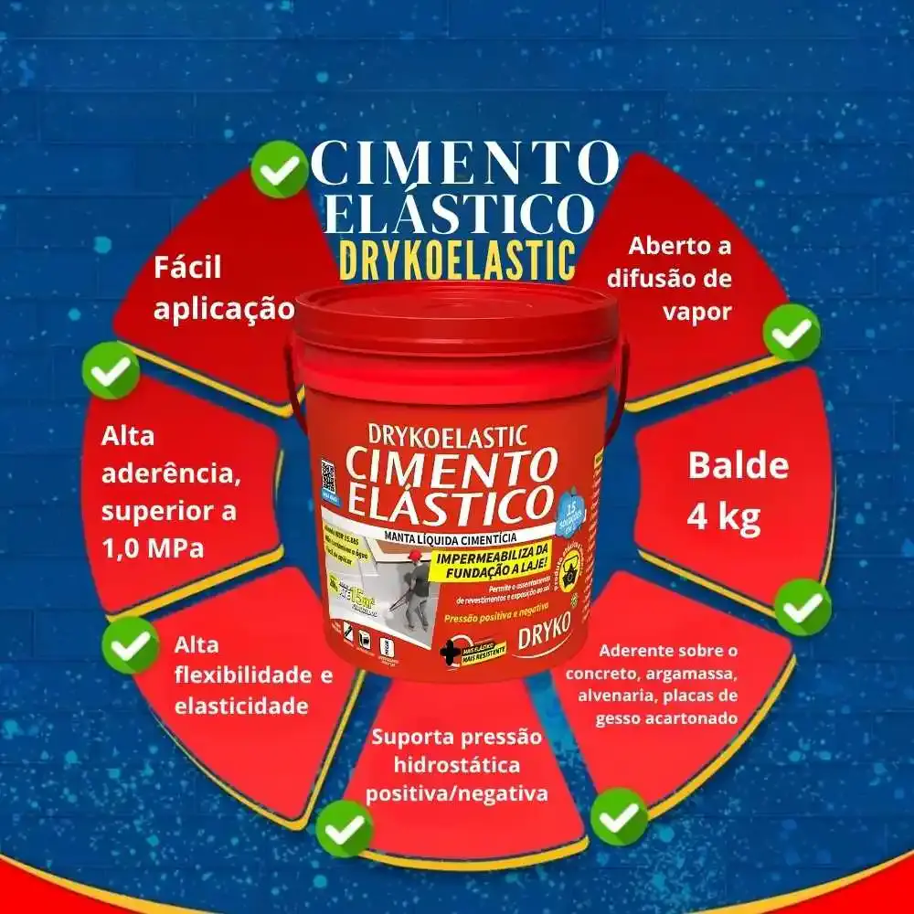 Manta líquida cimentícia impermeabilizante 4 KG drykoelastic Dryko — fotografia 5
