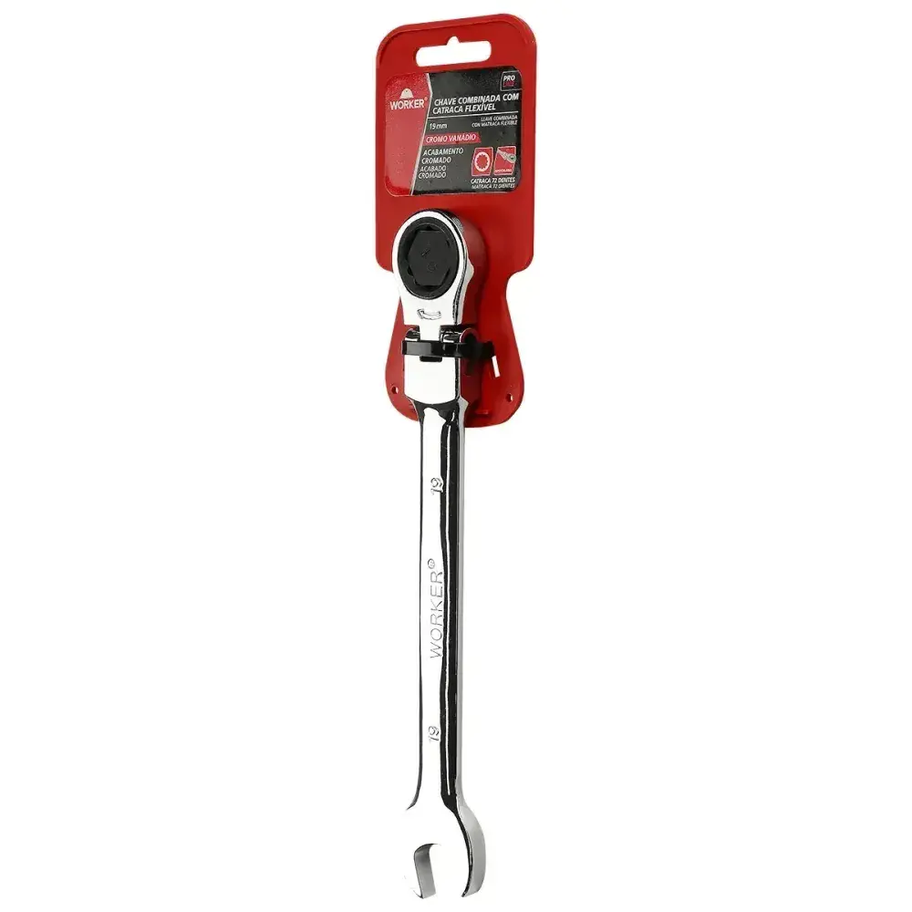 Chave combinada com catraca e cabeça flexível 19MM Worker — fotografia 5