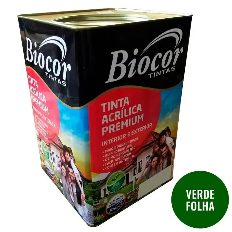 Tinta acrílica premium parede e piso verde folha lata 18L biocor — fotografia de referência