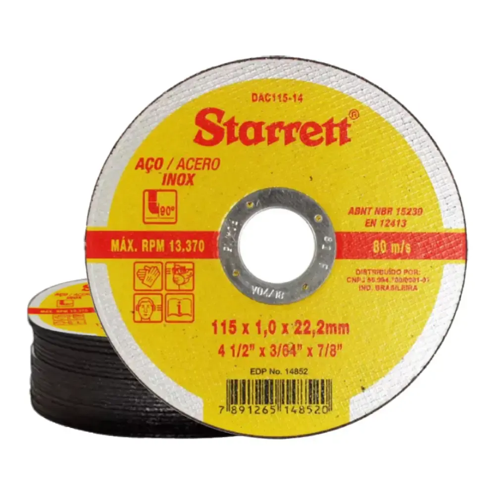 Disco de corte inox 4,5 polegadas 24 unidades DAC115-14 starret Starrett