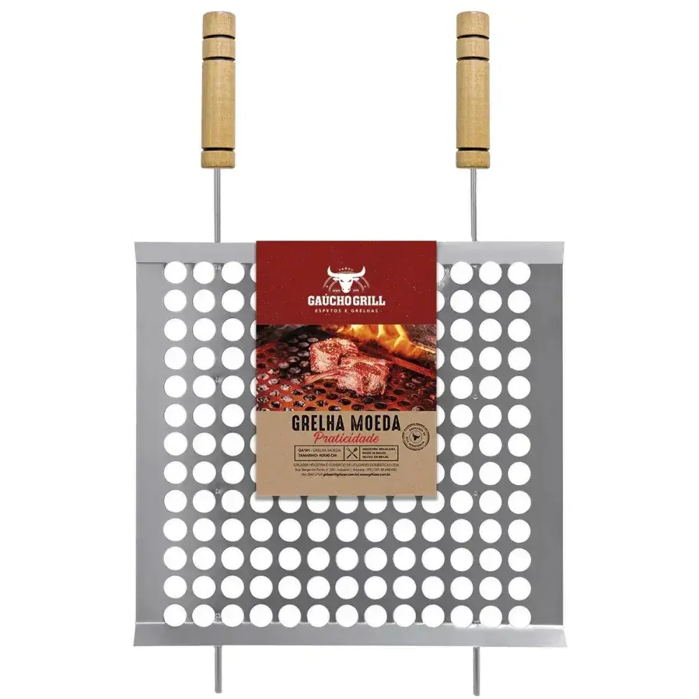 Grelha moeda para churrasco cromado 40X50CM Grilazer — fotografia 4