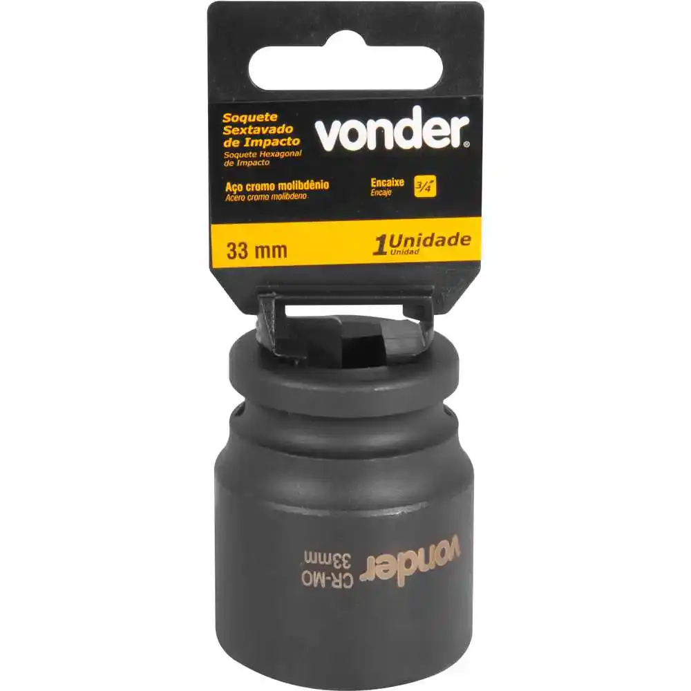 Soquete Sextavado Impacto Encaixe 3/4 polegada 33MM Cromado VONDER — fotografia 2