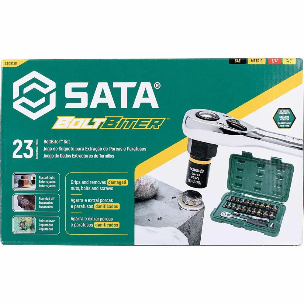 Jogo de soquetes de impacto 1/4 a 3/8 23 peç Sata — fotografia 12