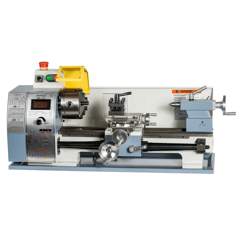 Torno de bancada profissional MR-325 1100W 220V avanço automático Manrod — fotografia de referência